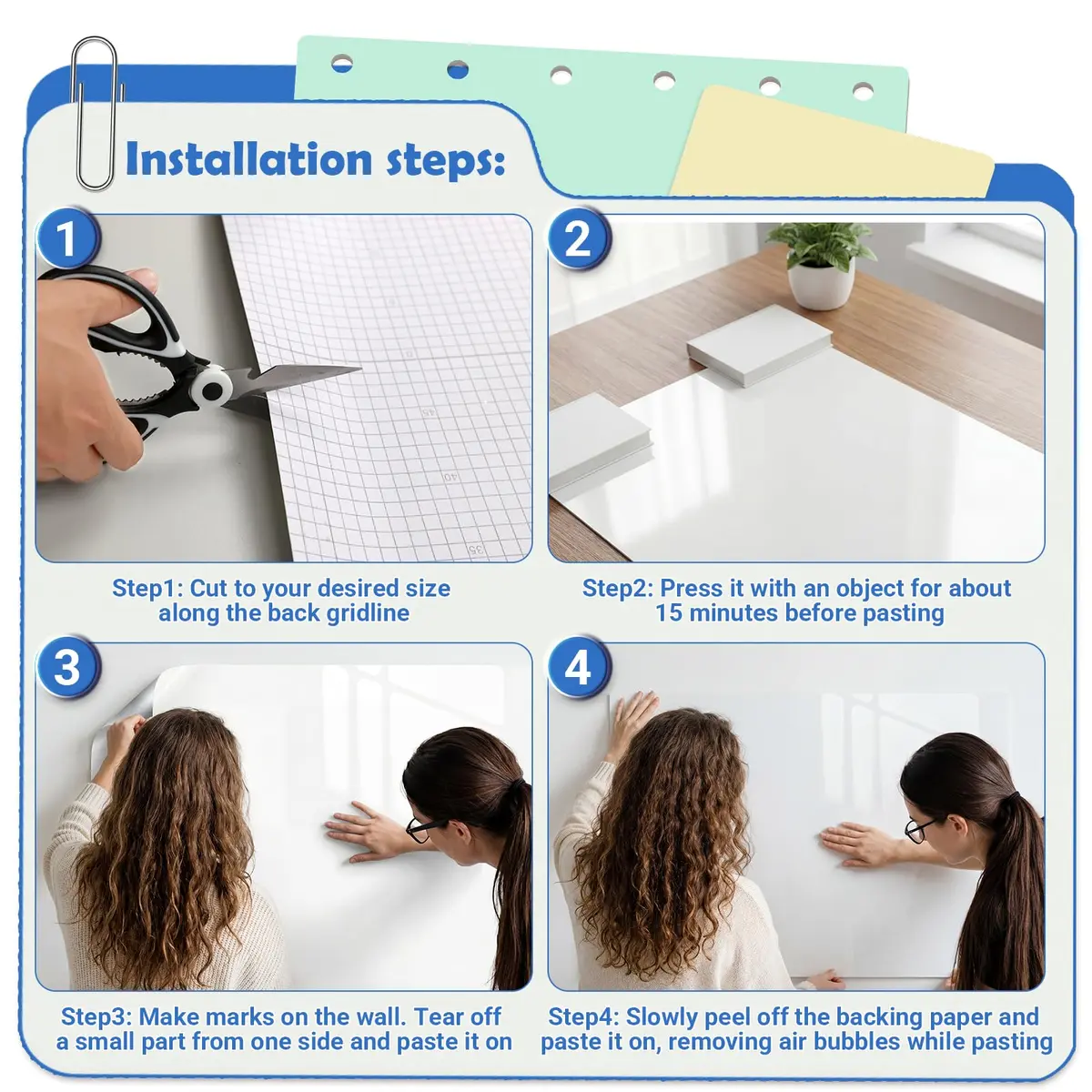 AFMAT Whiteboard Sticker 17.3" x 78" | No Ghost, Peel & Stick Dry Erase Wallpaper - view 8