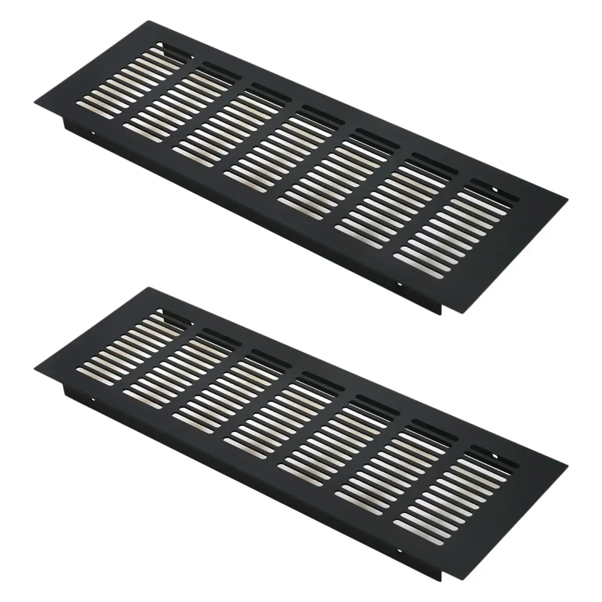 Geesatis Black Air Vent Cover - 11.8 x 4 Inch | Rust-Proof Aluminum Alloy for Cabinets & Closets - main product image