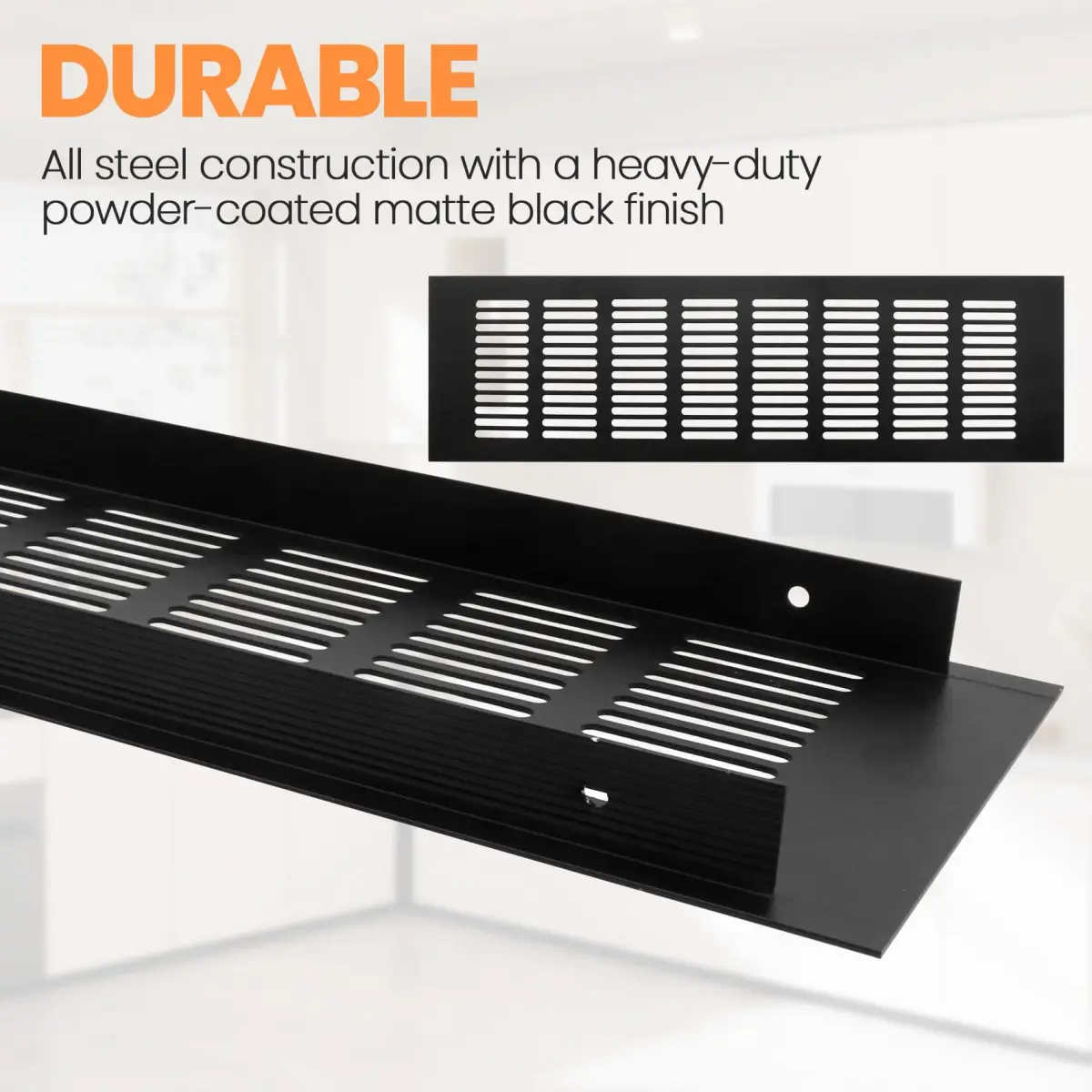 Geesatis Black Air Vent Cover - 11.8 x 4 Inch | Rust-Proof Aluminum Alloy for Cabinets & Closets - view 3