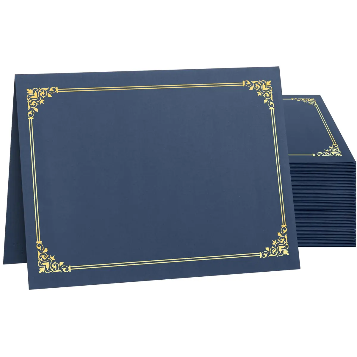 SUNEE Navy Blue Certificate Holders with Gold Foil Border, 50 Packs, Letter Size 8.5x11 Inches | Diploma Covers for Awards and Documents - main product image