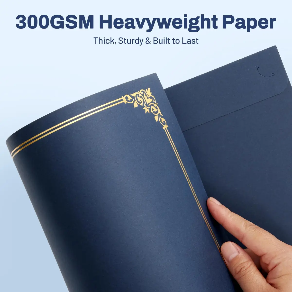 SUNEE Navy Blue Certificate Holders with Gold Foil Border, 50 Packs, Letter Size 8.5x11 Inches | Diploma Covers for Awards and Documents - view 3