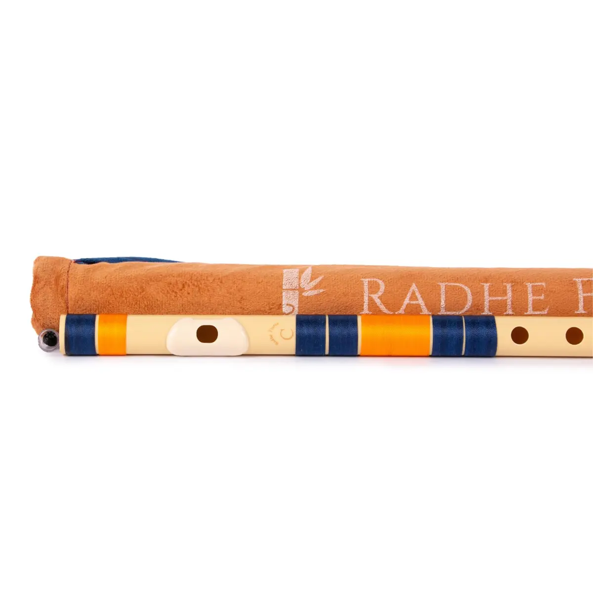Radhe Flutes C Natural Bansuri | 51cm (20.1in) | Tuned A=440Hz, PVC Fiber, Dark Blue & Orange Threads - view 7
