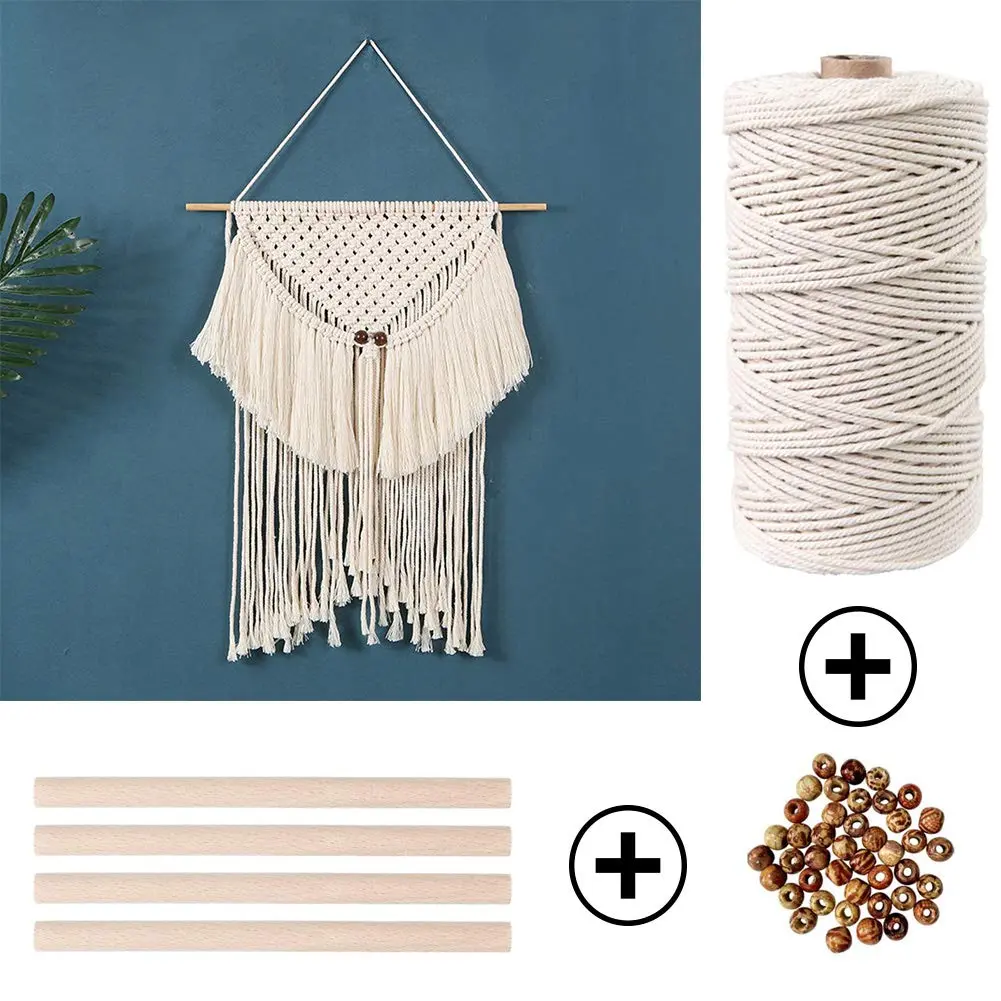 ZXCDINO 152pcs Macrame Kit for Beginners: Natural Cotton Cord, Wooden & Metal Rings, Beads & Hoops for Home Decor - view 5