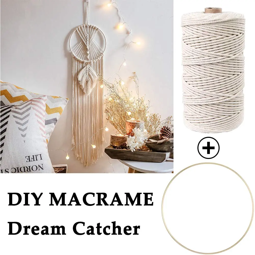 ZXCDINO 152pcs Macrame Kit for Beginners: Natural Cotton Cord, Wooden & Metal Rings, Beads & Hoops for Home Decor - view 7