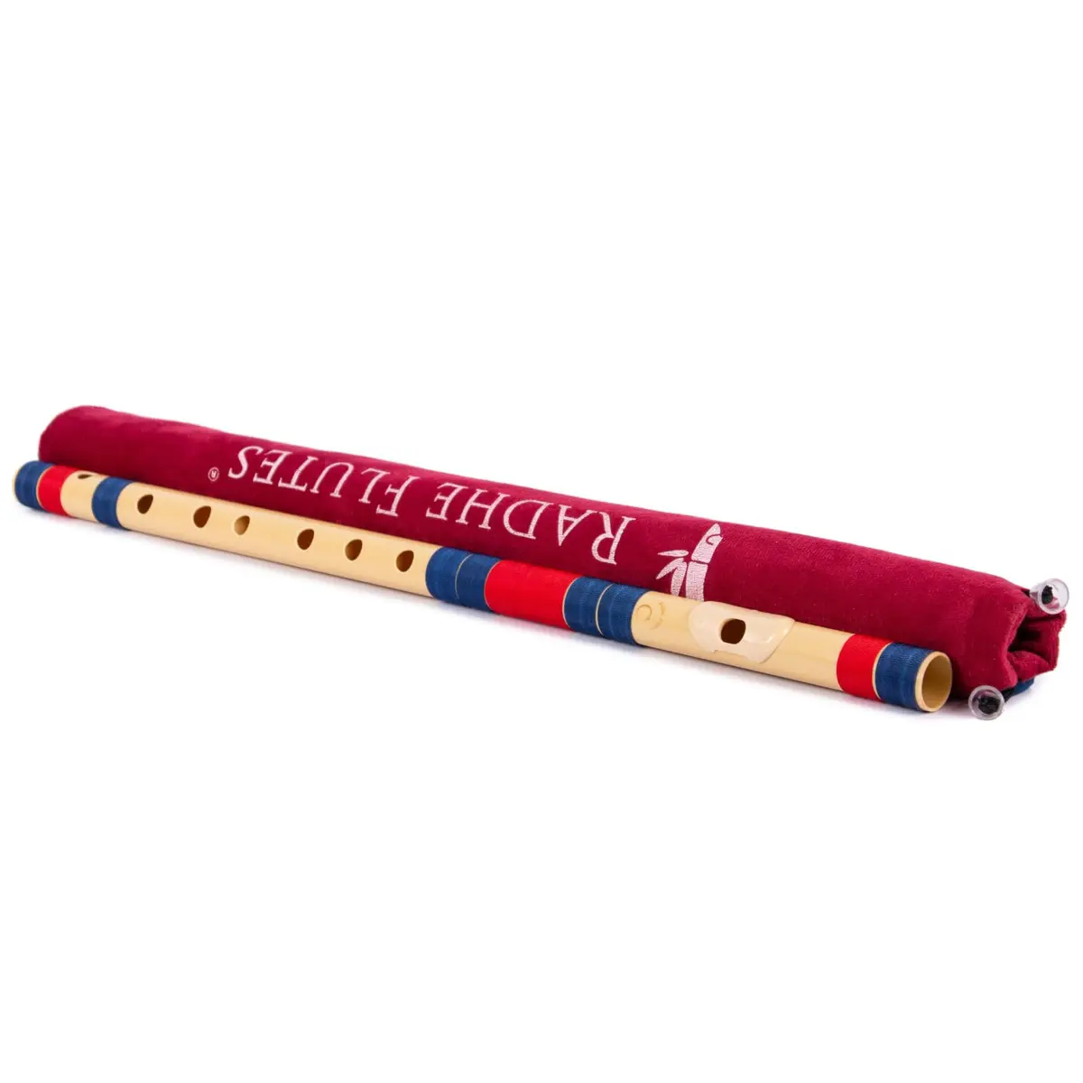 Radhe Flutes C Natural Bansuri | Dark Blue & Red | Tuned A=440Hz | PVC Fiber Flute with Velvet Cover - view 4