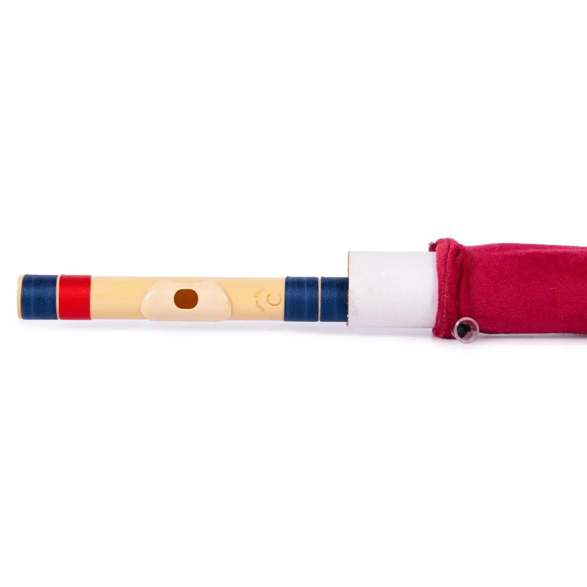 Radhe Flutes C Natural Bansuri | Dark Blue & Red | Tuned A=440Hz | PVC Fiber Flute with Velvet Cover - view 6