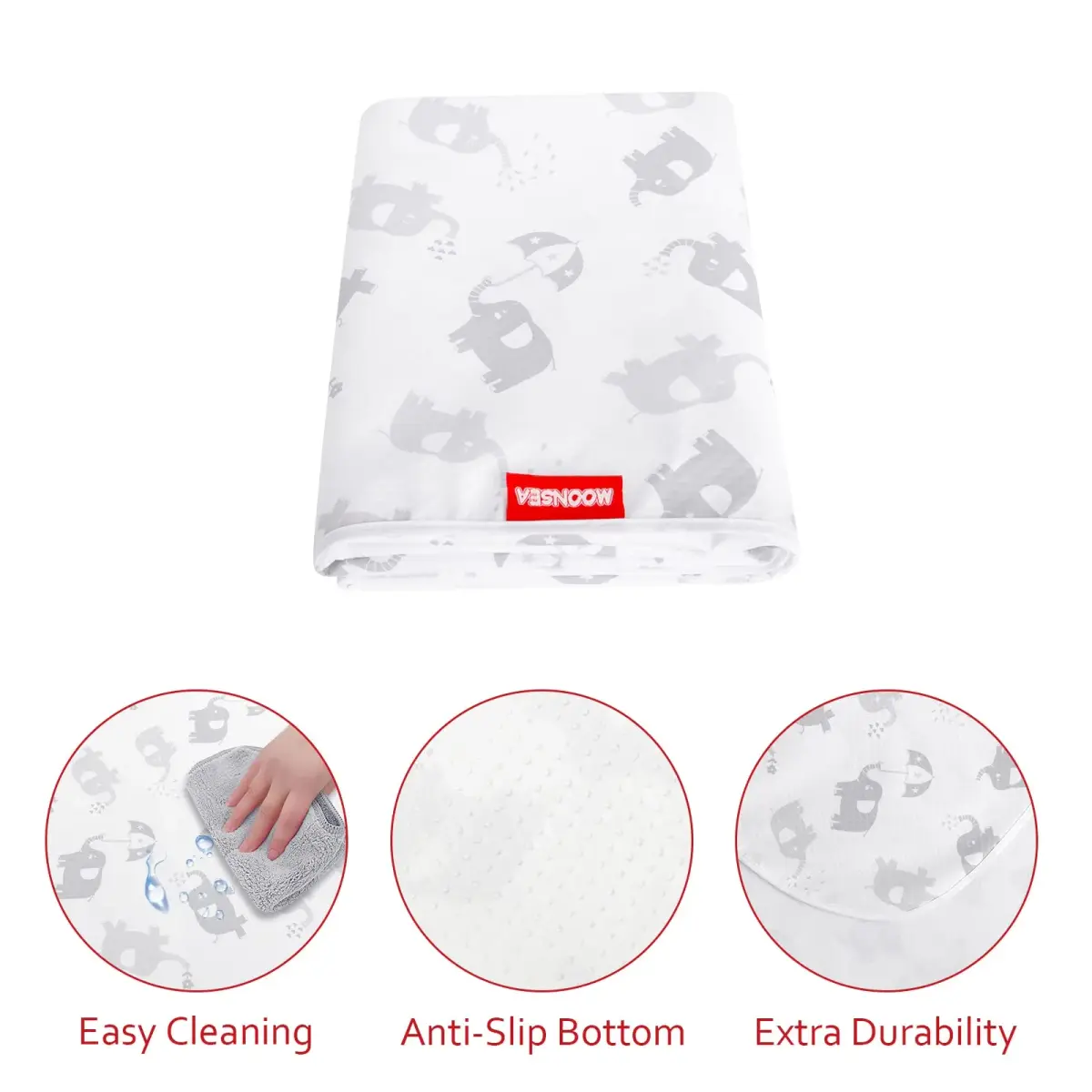 Moonsea Elephant Splat Mat 117x107 cm (46x42 inches) | Waterproof & Portable for High Chairs - view 5