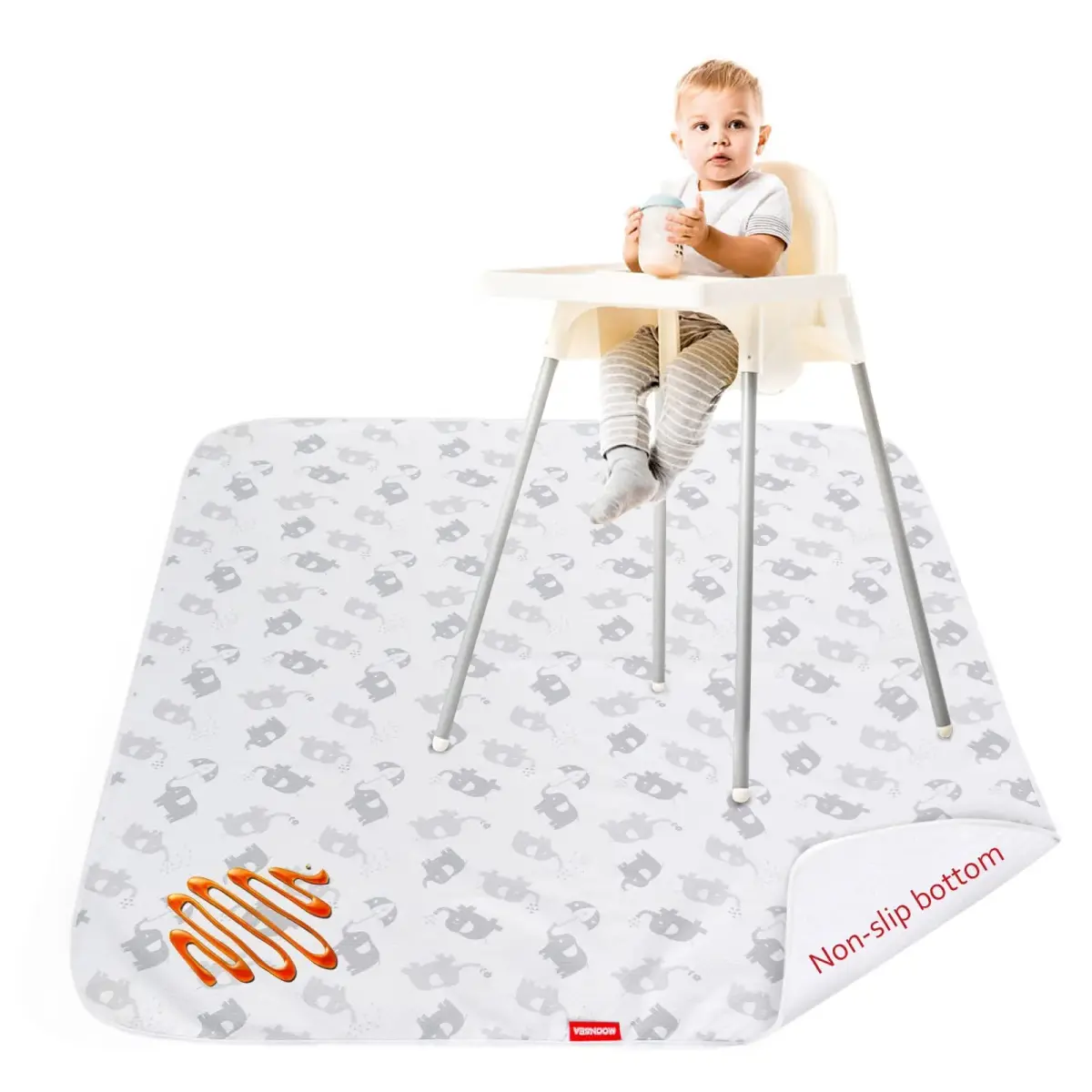 Moonsea Elephant Splat Mat 117x107 cm (46x42 inches) | Waterproof & Portable for High Chairs - main product image