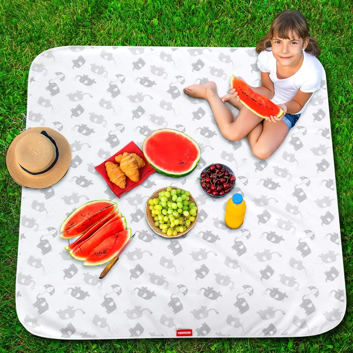 Moonsea Elephant Splat Mat 117x107 cm (46x42 inches) | Waterproof & Portable for High Chairs - view 7