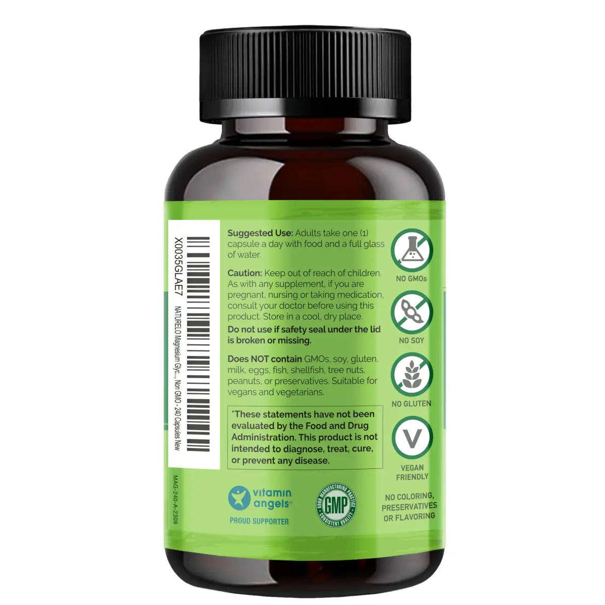 NATURELO Magnesium Glycinate Chelate Complex 200 mg 240 Count | Supports Sleep, Calm, Muscle Cramp & Stress Relief - view 7