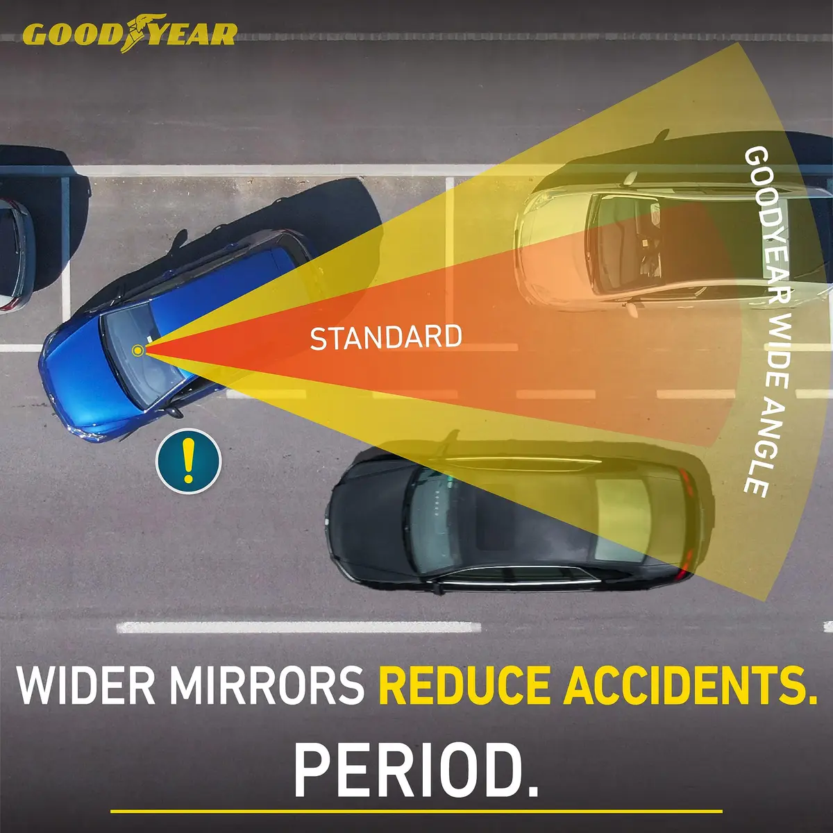 Goodyear Super Wide 17 Inch Panoramic Rear View Car Mirror | Clip-On Large for Cars, SUVs, Trucks - view 2