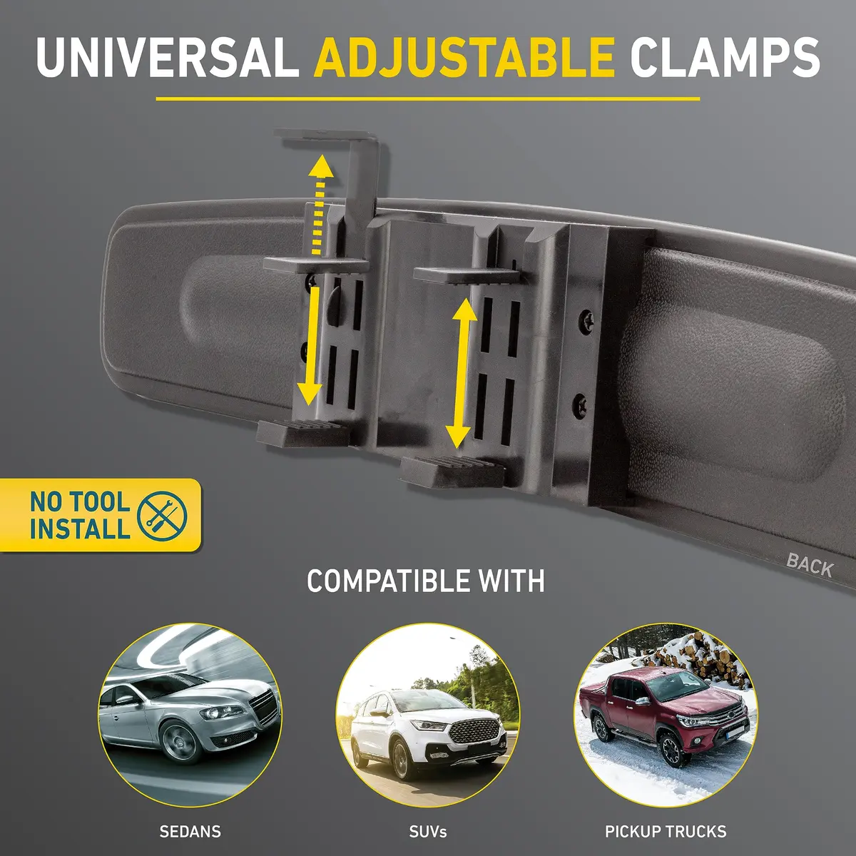 Goodyear Super Wide 17 Inch Panoramic Rear View Car Mirror | Clip-On Large for Cars, SUVs, Trucks - view 3