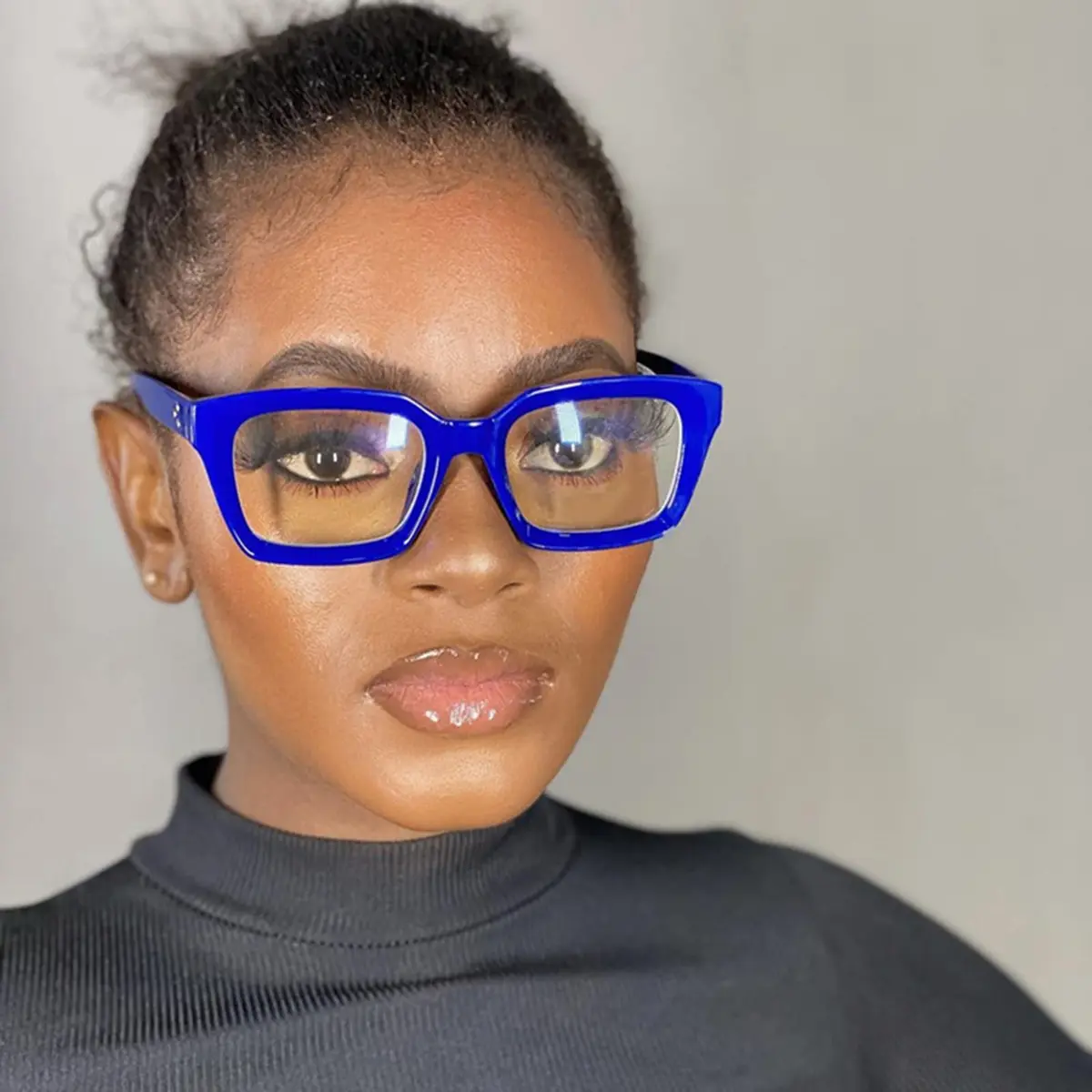 EYLRIM Classic Thick Square Frame Clear Lens Glasses for Men & Women | Non Prescription Eyewear (A4 Blue) - view 2
