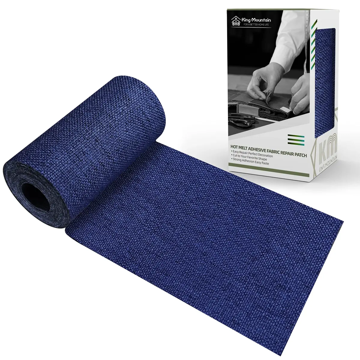KING MOUNTAIN Premium Linen Fabric Iron-On Repair Patch 8.9cm x 152cm (3"x60") | Durable & Washable for Garment Repair - main product image