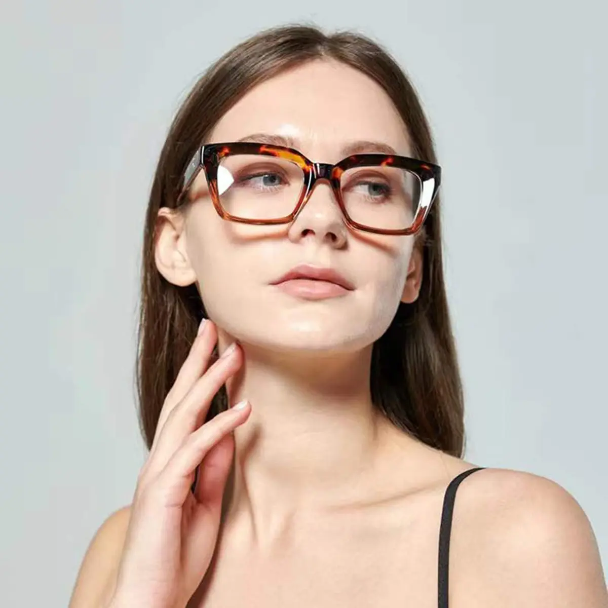EYLRIM Classic Thick Square Frame Clear Lens Glasses for Women Men Non Prescription Eyeglasses(A6 Tortoise) | 50mm (1.97in) Lens Width - view 2