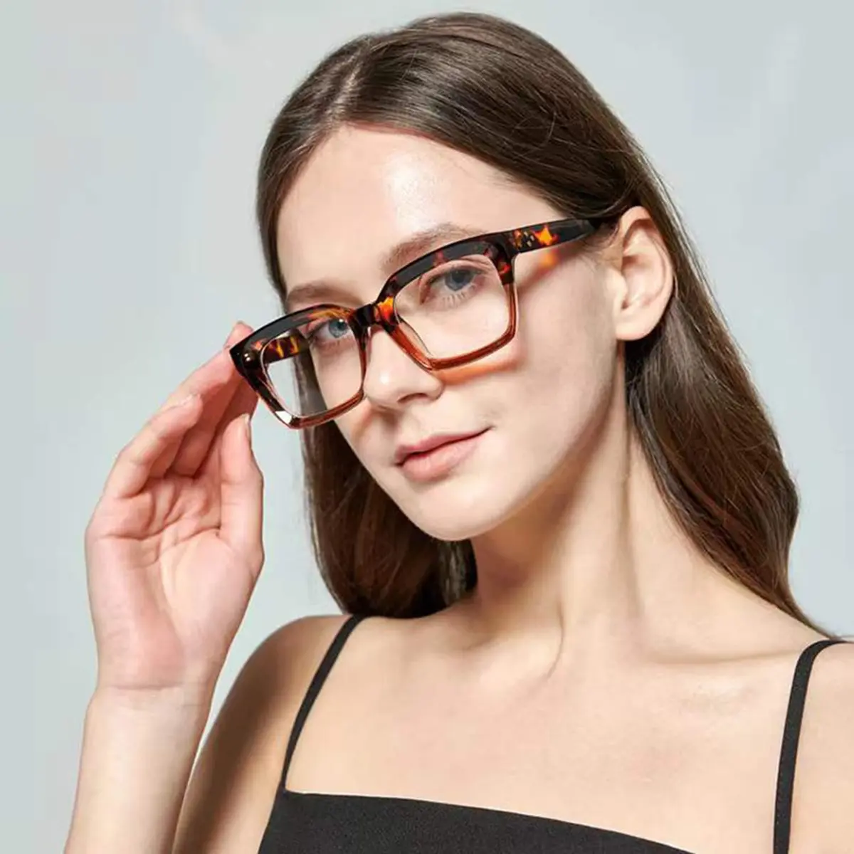 EYLRIM Classic Thick Square Frame Clear Lens Glasses for Women Men Non Prescription Eyeglasses(A6 Tortoise) | 50mm (1.97in) Lens Width - view 3