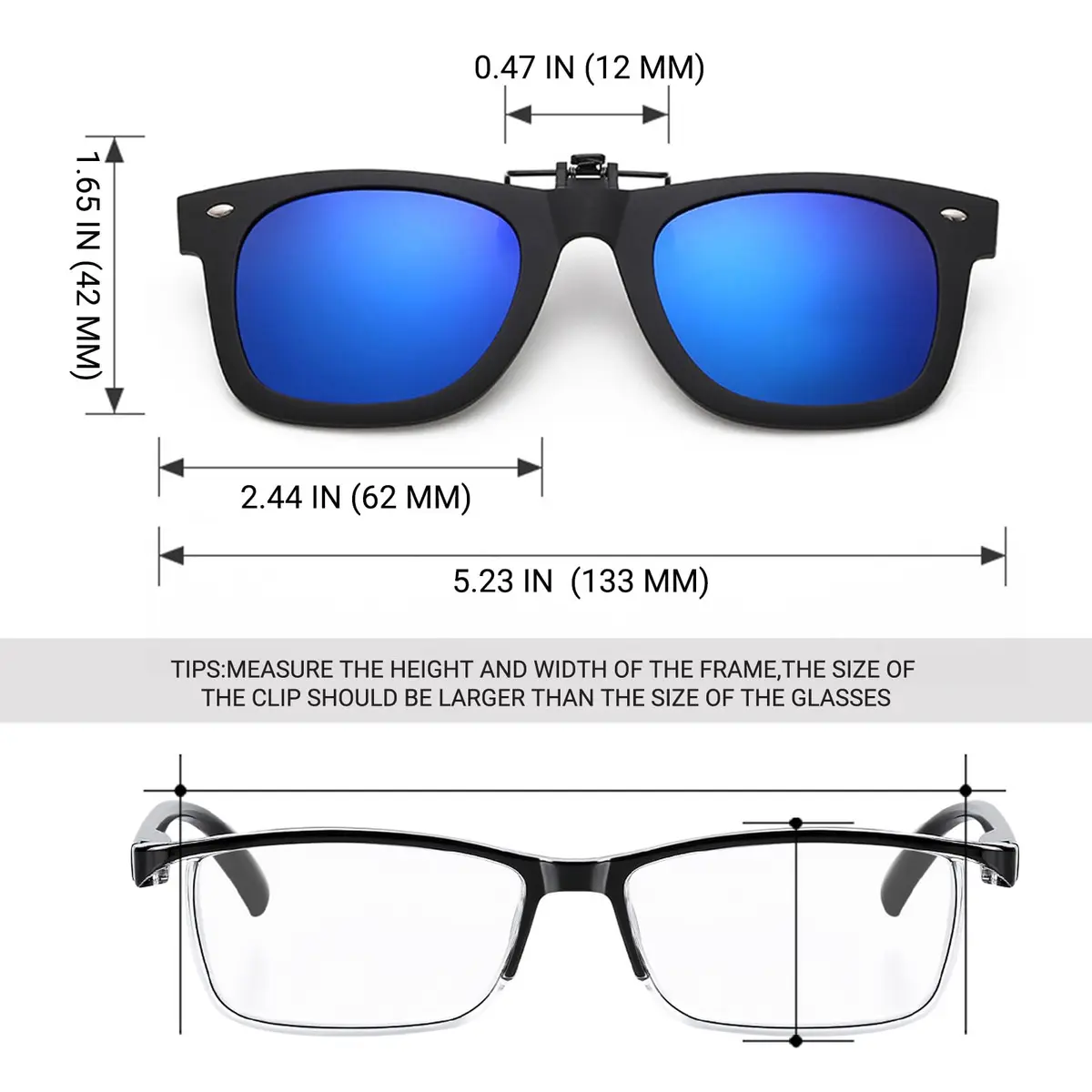 TERAISE Polarized Clip on Sunglasses with Flip Up Function Suitable Driving | UV400, Polarized, Unisex - view 6