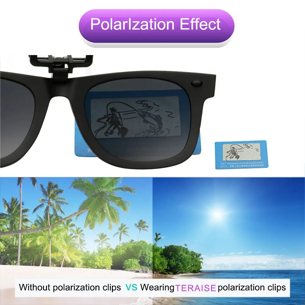 TERAISE Polarized Clip on Sunglasses with Flip Up Function Suitable Driving | UV400, Polarized, Unisex - view 3