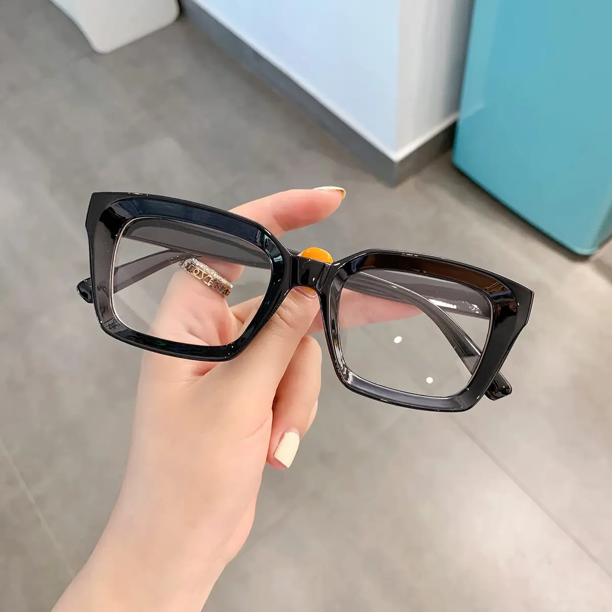 EYLRIM Classic Thick Square Frame Glasses for Women Men Non Prescription 50mm Lens | Lightweight & Stylish - view 9