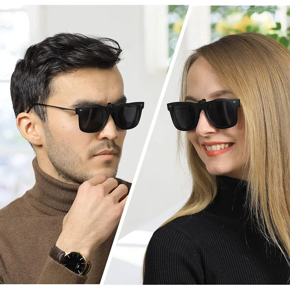 TERAISE Polarized Clip on Sunglasses with Flip Up Function Suitable Driving | UV400 Protection, Polarized Lenses, Fits Myopic Glasses - view 5