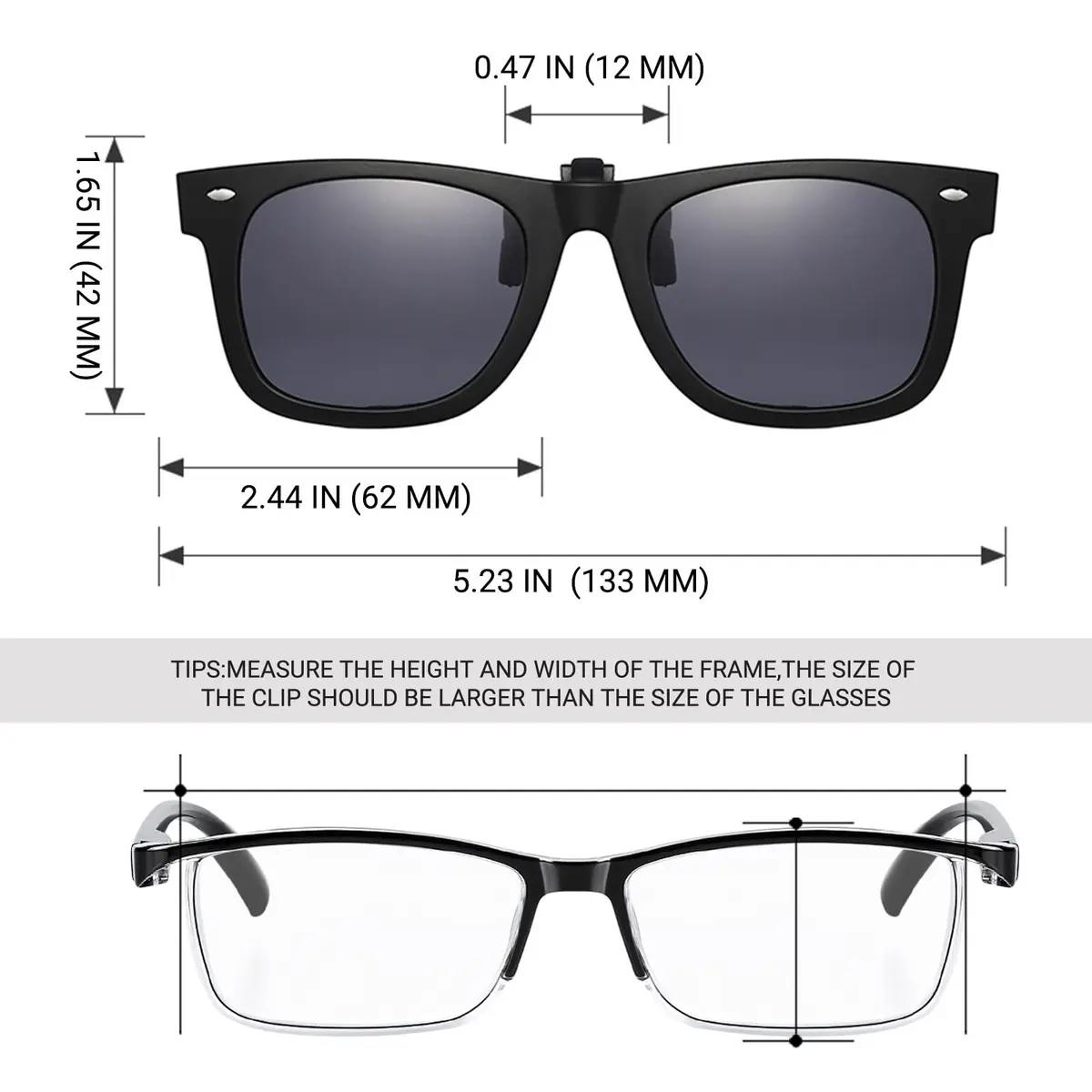 TERAISE Polarized Clip on Sunglasses with Flip Up Function Suitable Driving | UV400 Protection, Polarized Lenses, Fits Myopic Glasses - view 6
