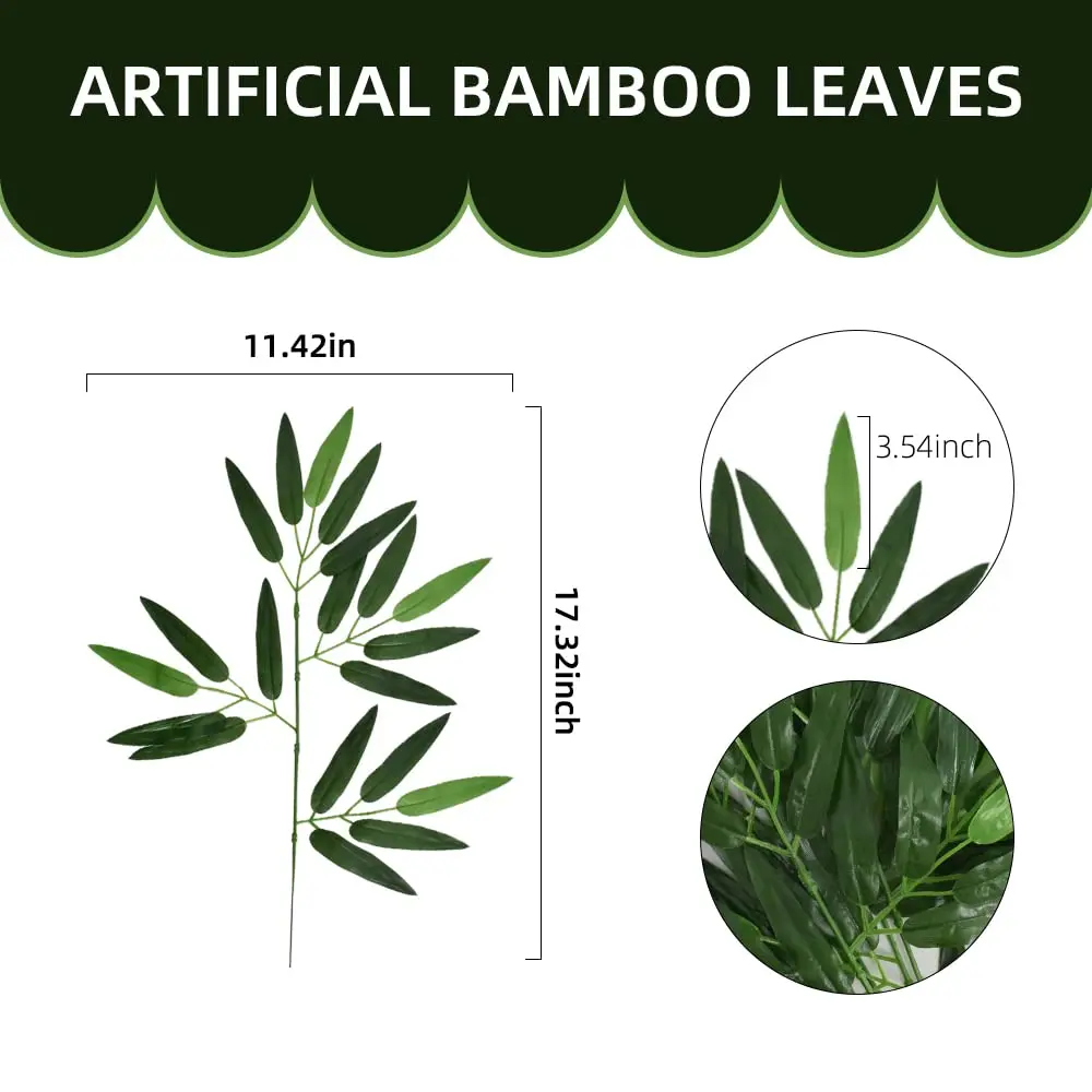 VIOCIWUO Artificial Bamboo Leaves 20pcs | Realistic Green Decor for Home & Events - view 5