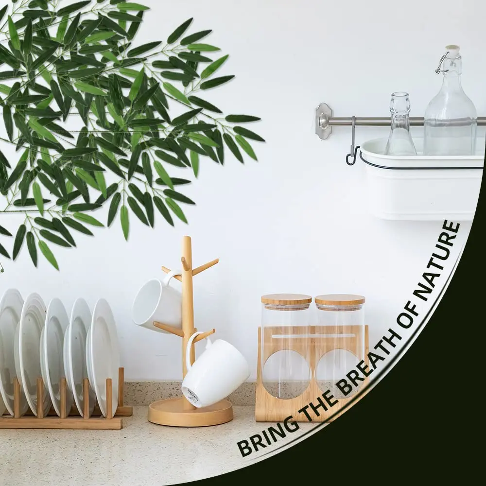 VIOCIWUO Artificial Bamboo Leaves 20pcs | Realistic Green Decor for Home & Events - view 3