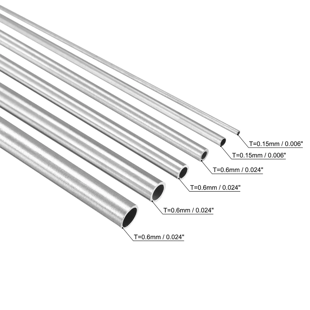 uxcell 304 Stainless Steel Tubes 300mm Length Pack of 6 | Industrial Metal Tubing - view 3