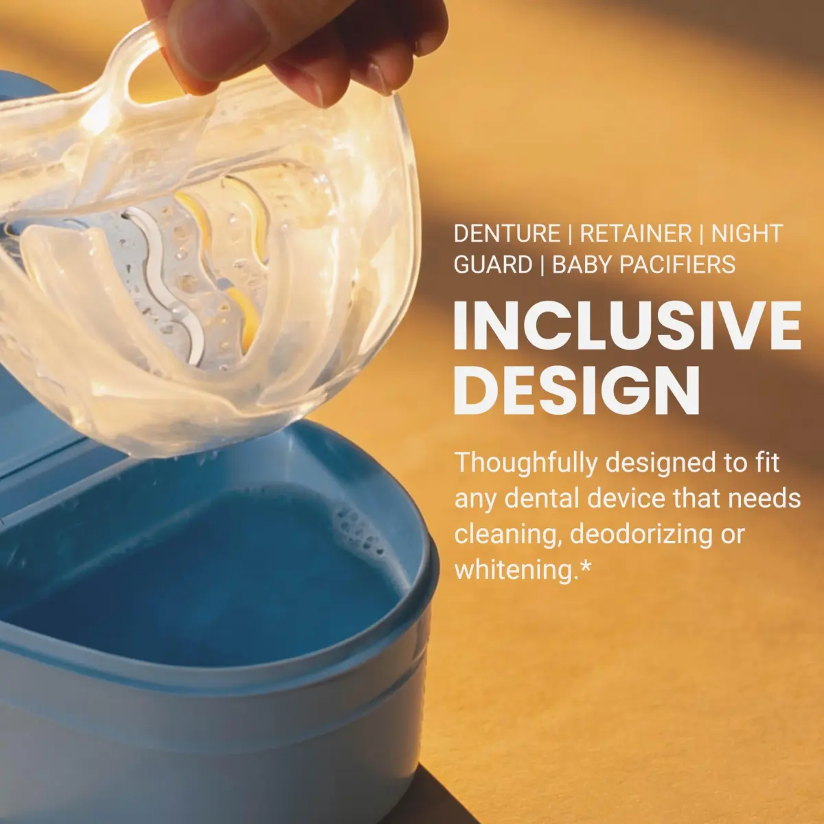 M3 Naturals Denture Bath Case with No-Spill Strainer for Retainers, Mouthguards, Night Guards, 1 Count Blue | Phthalate-Free - view 5