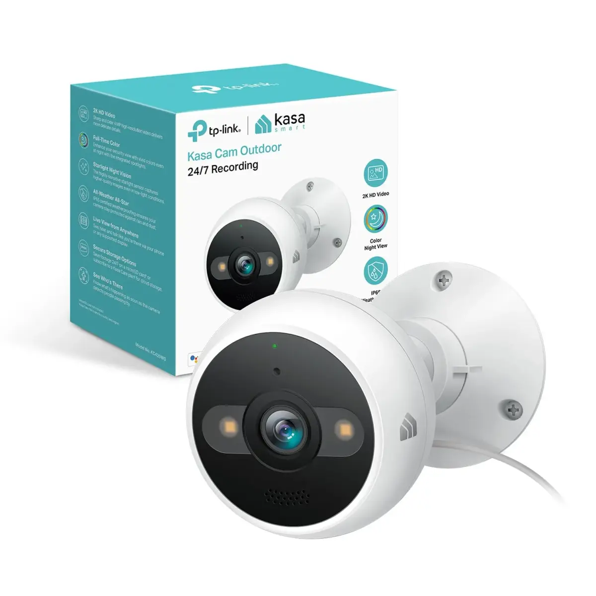 Kasa Smart KC420WS 2K+ Outdoor Wired Security Camera | 4MP HD, Color Night Vision, IP65 Weatherproof - main product image