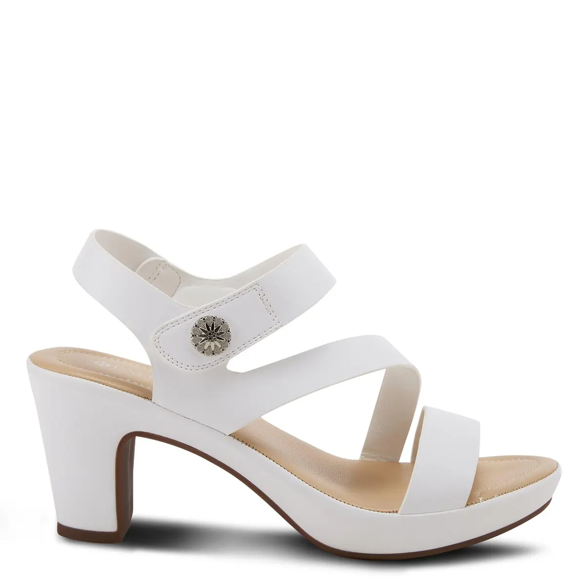 PATRIZIA Spring Step Asymadade Sandals for Women - Low Heel Slip-On Summer Sandals - Ladies Casual Platform with Hook and Loop - White 9 - view 8