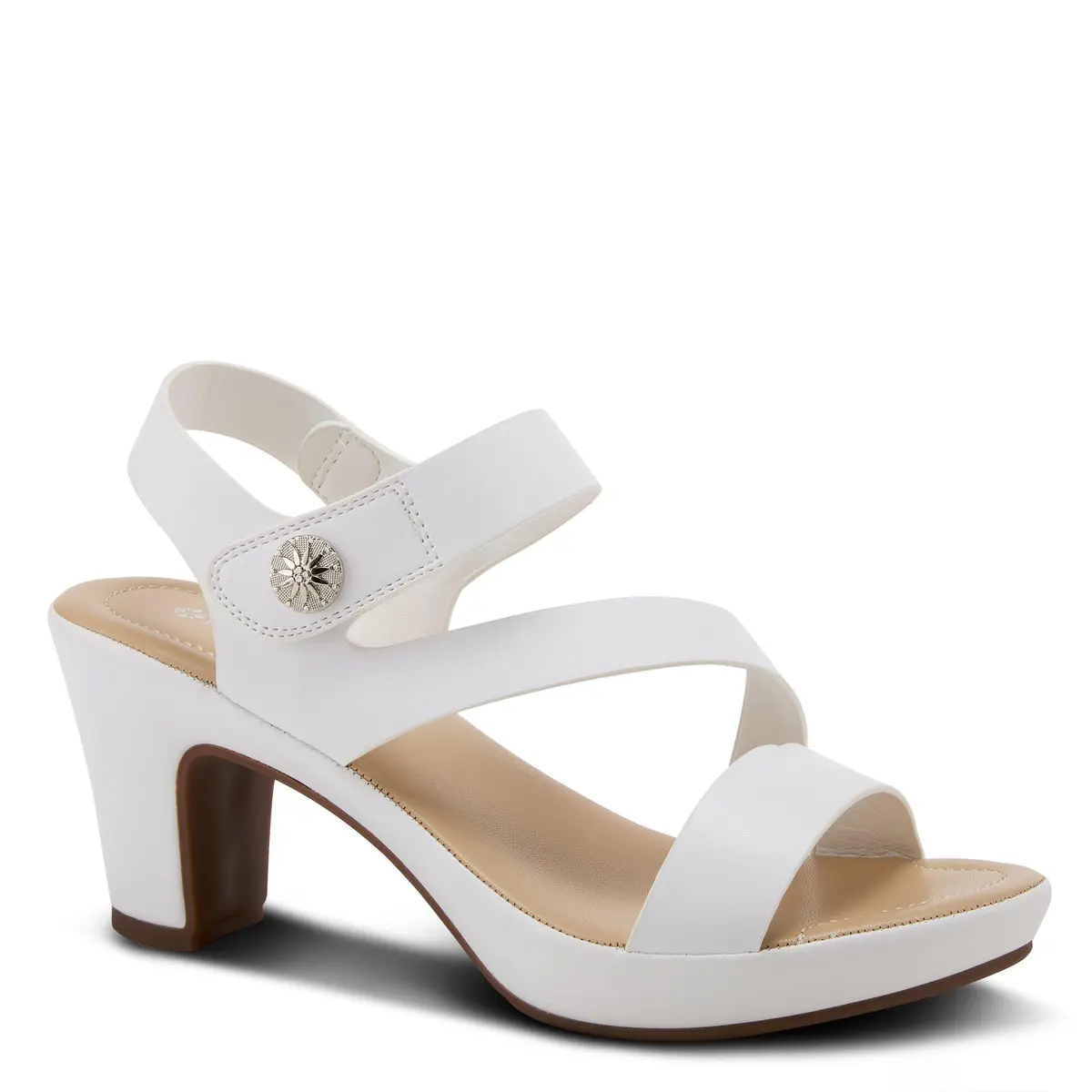 PATRIZIA Spring Step Asymadade Sandals for Women - Low Heel Slip-On Summer Sandals - Ladies Casual Platform with Hook and Loop - White 9 - view 2