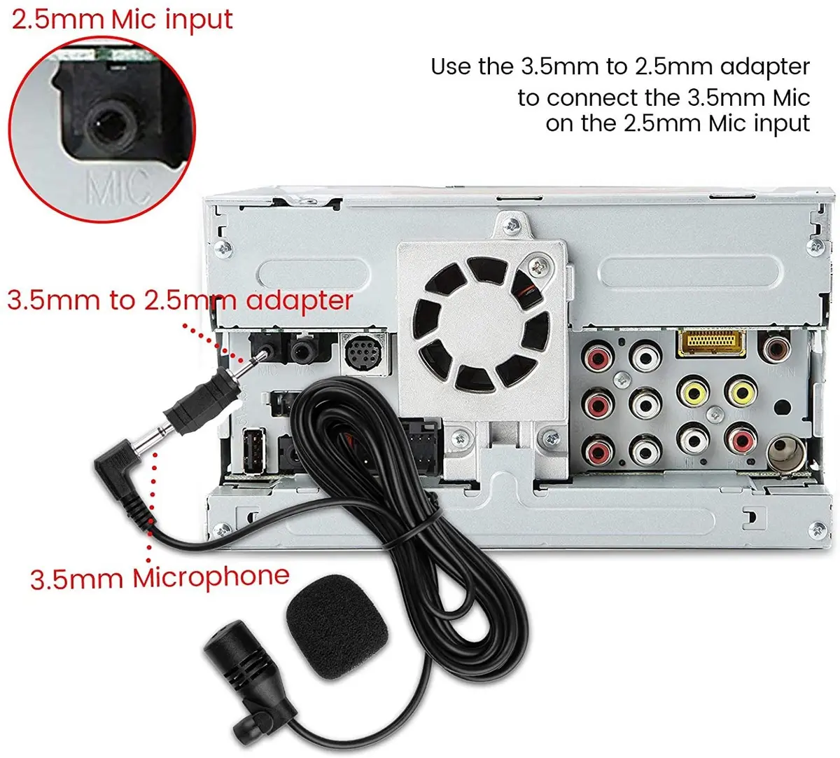 FingerLakes Microphone for Car Stereo 3.5mm & 2.5mm | Universal Compatibility with Bluetooth Units - view 3