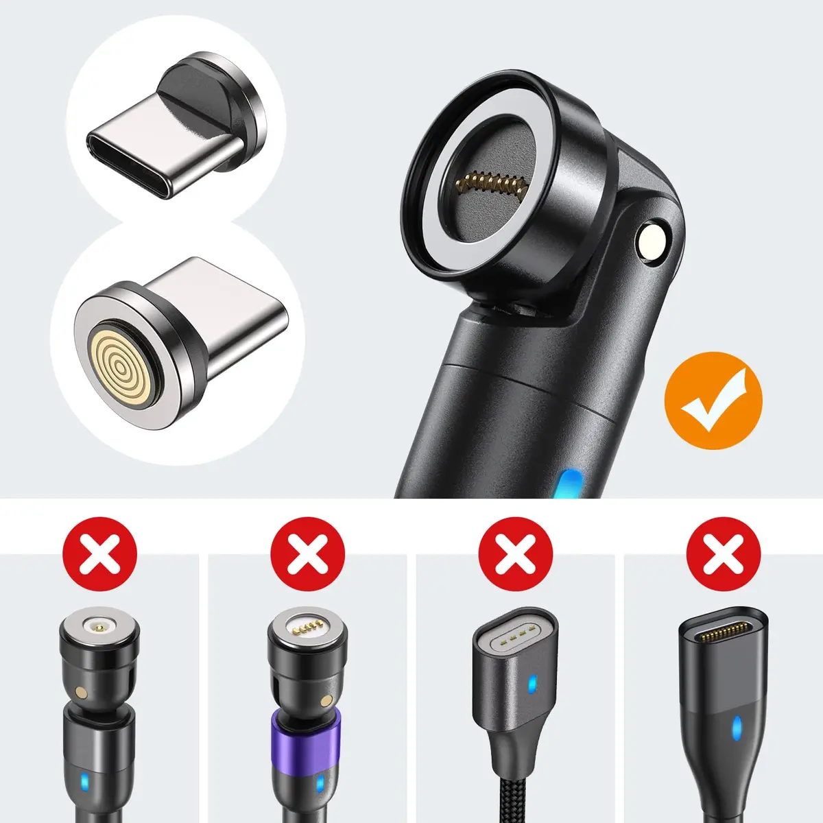 AUFU 9-Pin USB-C Magnetic Connector Tips 3-Pack | Copper Magnetic Adapters for USB Type C Devices - view 5