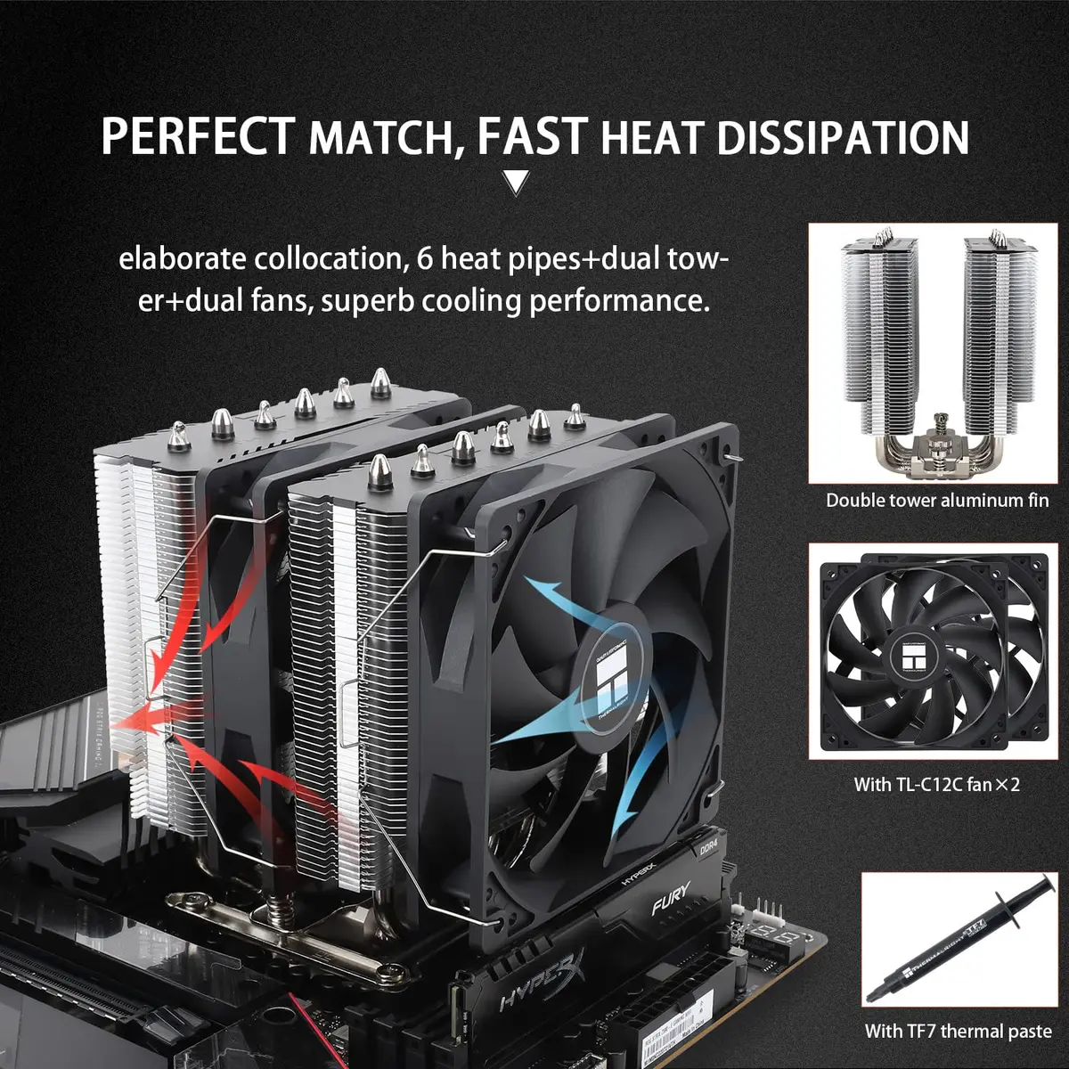 Thermalright Peerless Assassin 120 SE CPU Cooler 155mm Height | Dual Tower Dual Fan LGA1700 AM5 - view 3