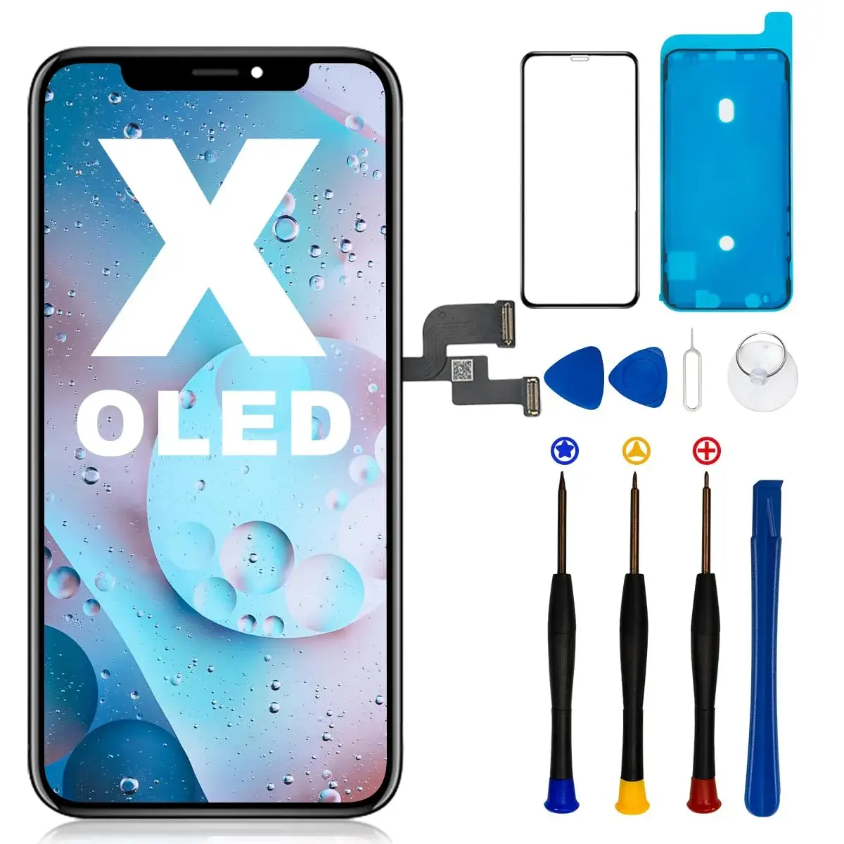 SIMDOG OLED Screen Replacement for iPhone X 5.8 inch | 3D Touch Display Digitizer Repair Kit with Tools & Screen Protector - main product image