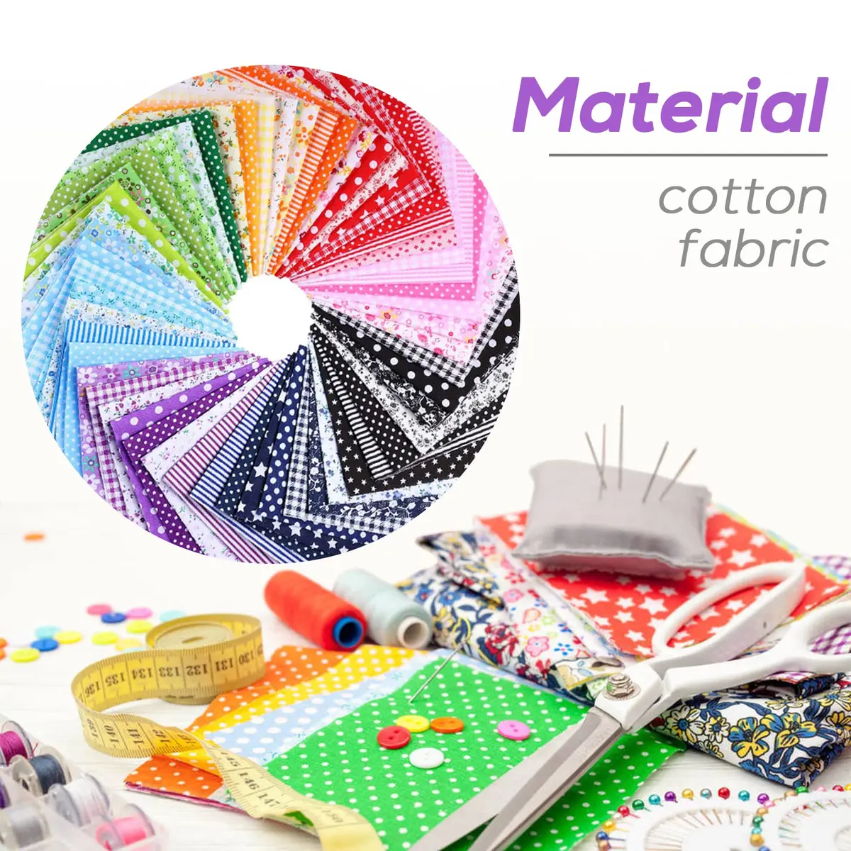Ysanciuu 120 Pcs 4" x 4" Cotton Craft Fabric Squares | Random Patterns for Sewing & Quilting - view 3