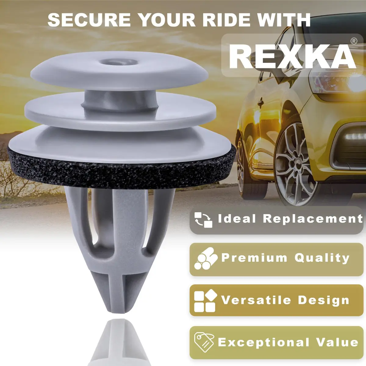 Rexka Gray 10pcs Door Trim Panel Retainer Clips Rivet | Fits BMW 1992-On Models - view 4