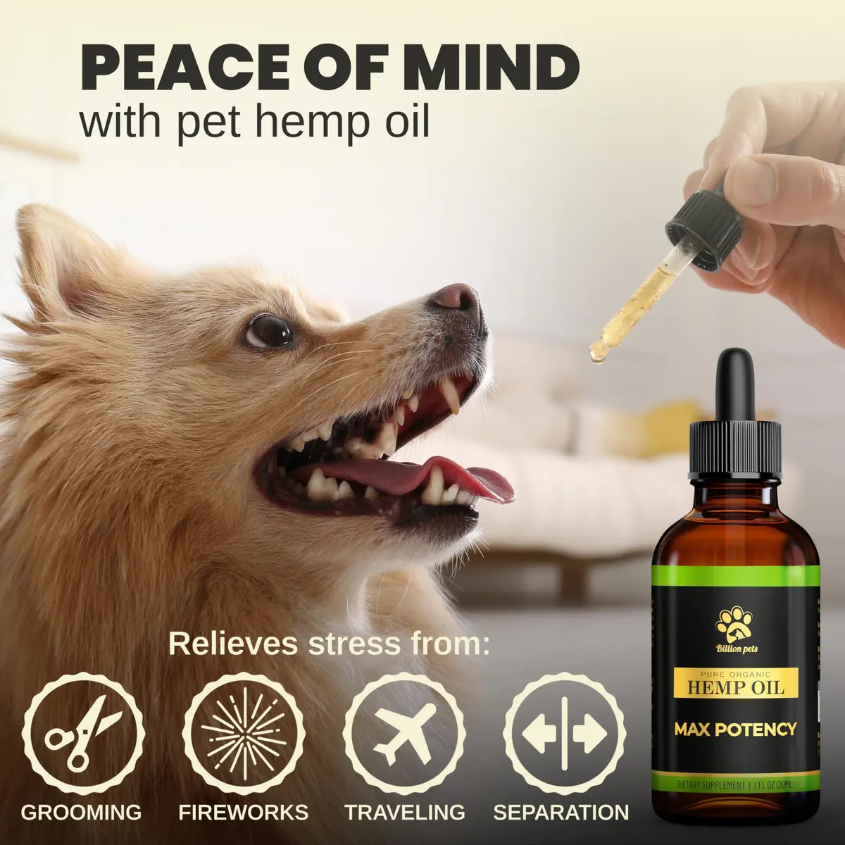 Billion Pets Hemp Oil for Dogs & Cats 2 Fl Oz | Calming, Pain & Arthritis Support - view 6