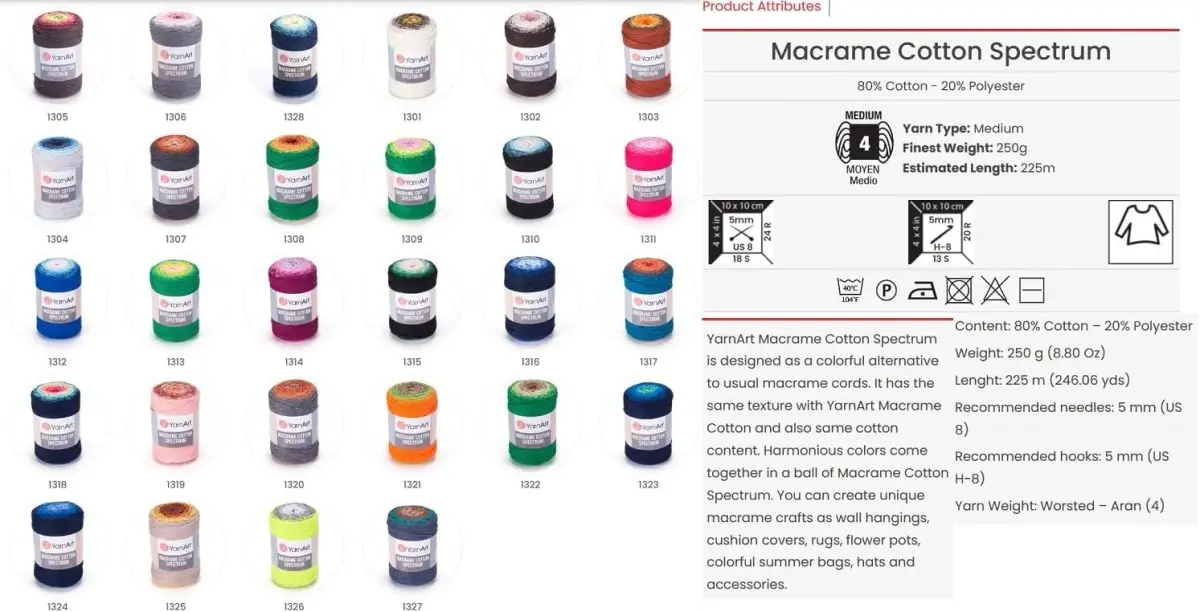 YarnArt Macrame Cotton Spectrum Cord 250g (8.8 Oz) | 225m (246 Yds) Multicolor Aran Weight - view 4
