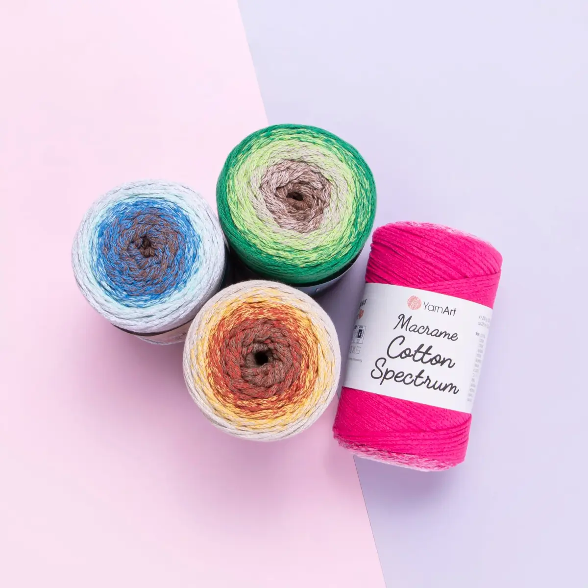 YarnArt Macrame Cotton Spectrum Cord 250g (8.8 Oz) | Multicolor Worsted Weight Aran Yarn for Crafts - view 3