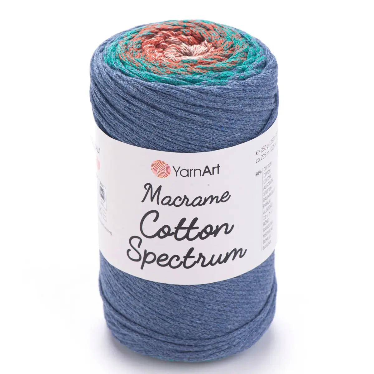 YarnArt Macrame Cotton Spectrum Cord 250g (8.8 Oz) | 225m (246 Yds) Multicolor Rope for Crafts - main product image