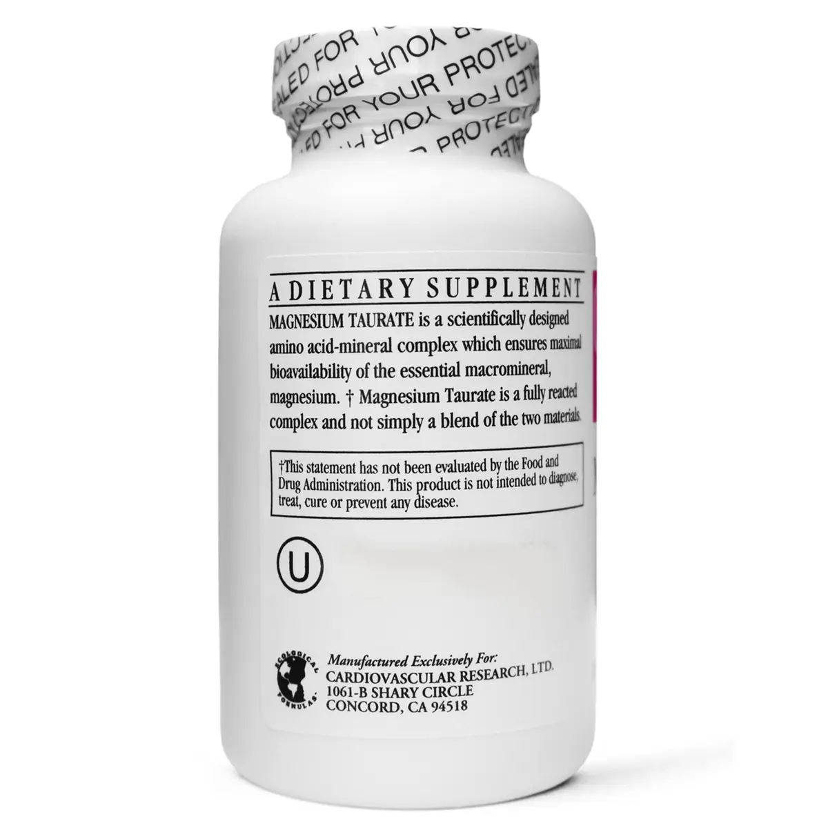 Cardiovascular Research Magnesium Taurate 125 mg | 180 Veggie Caps in Sealed Bottle (3 Bottles) | Supports Heart & Muscle Function - view 3
