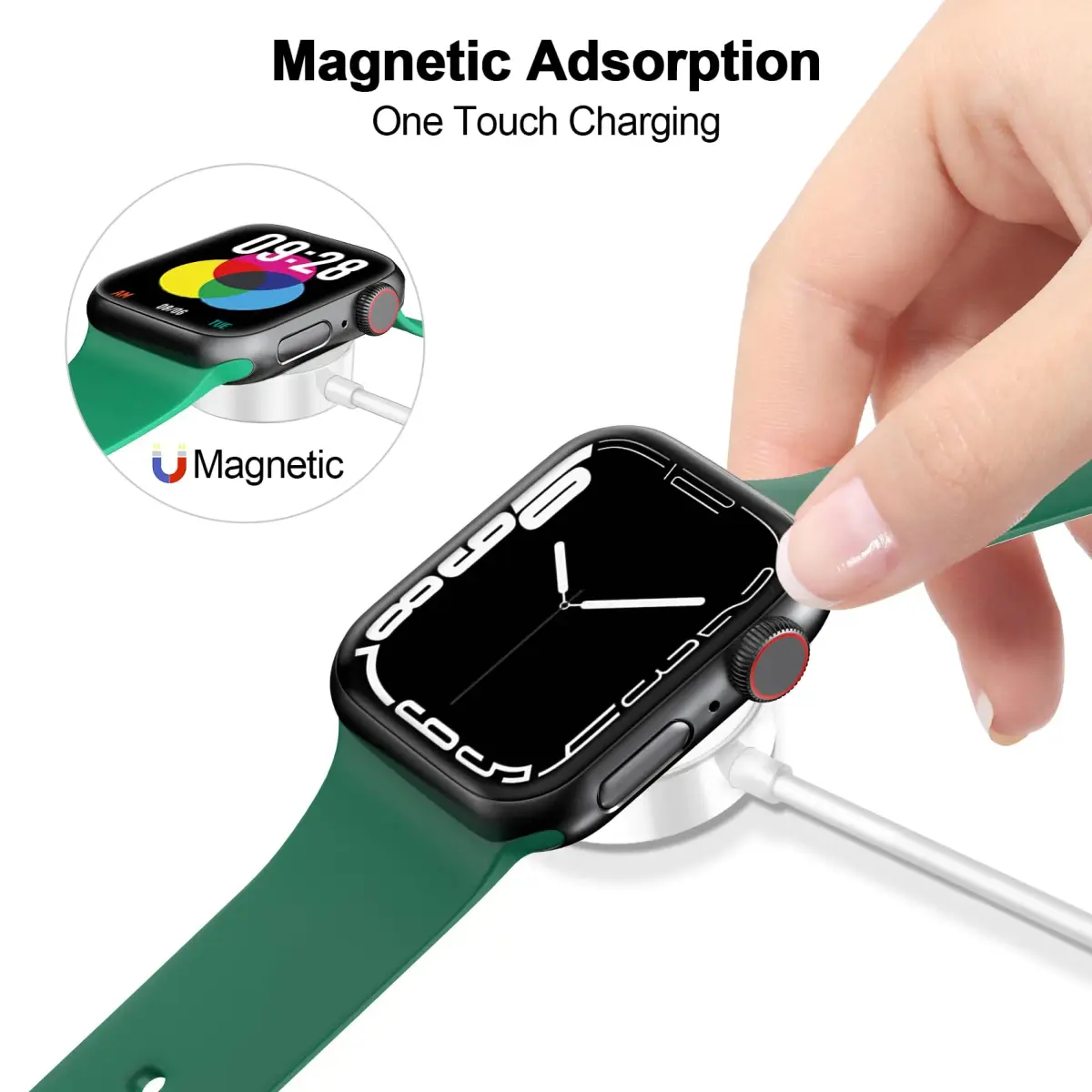 xiwxi Magnetic Charging Cable for Apple Watch, White 1.5M | Fast Wireless Charging - view 4
