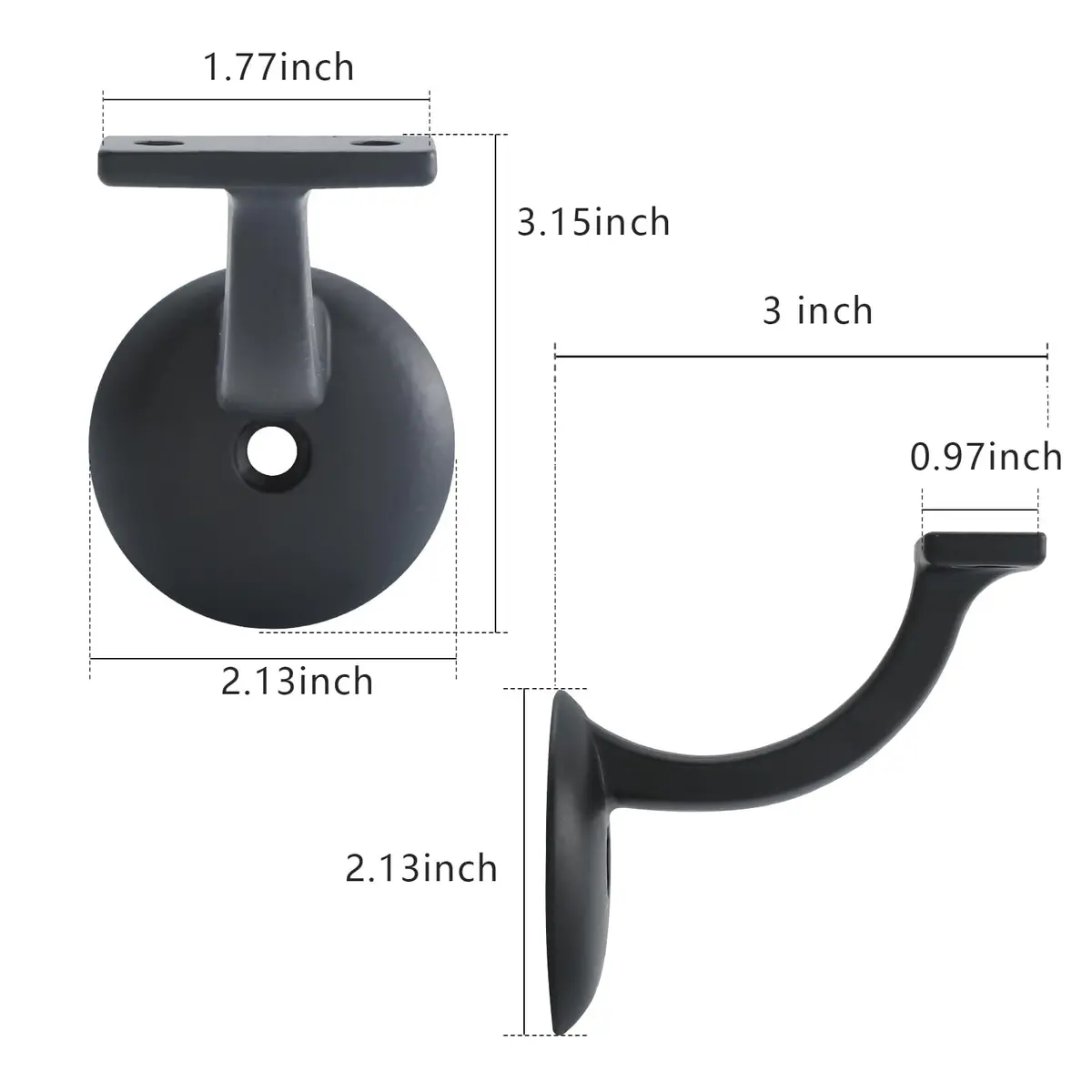 HOME MASTER HARDWARE Hand Rail Brackets for Stairs 6 Pack | Heavy Duty Zinc Support, Matte Black Finish - view 5