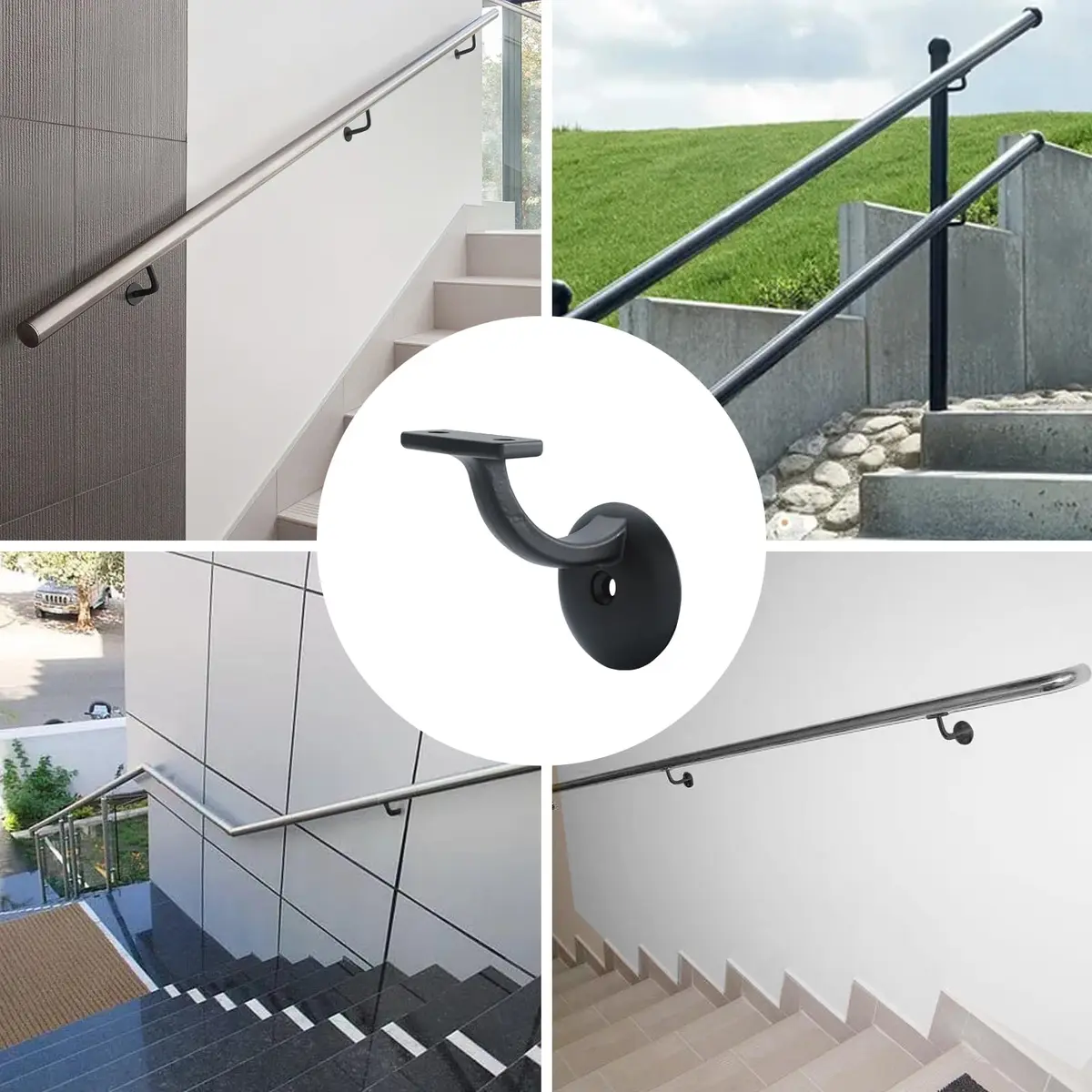 HOME MASTER HARDWARE Hand Rail Brackets for Stairs 6 Pack | Heavy Duty Zinc Support, Matte Black Finish - view 8