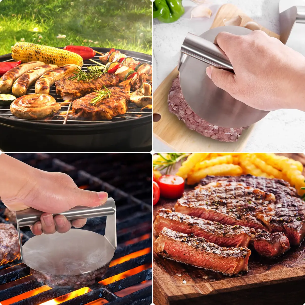 JENNY FRIDA Stainless Steel Burger Press 5.5 Inch Flat Bottom Non-Stick for Perfect Patties - view 7