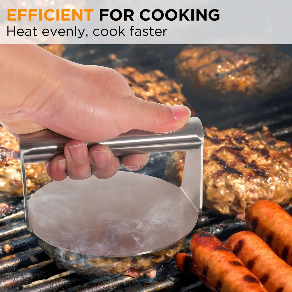 JENNY FRIDA Stainless Steel Burger Press 5.5 Inch Flat Bottom Non-Stick for Perfect Patties - view 4