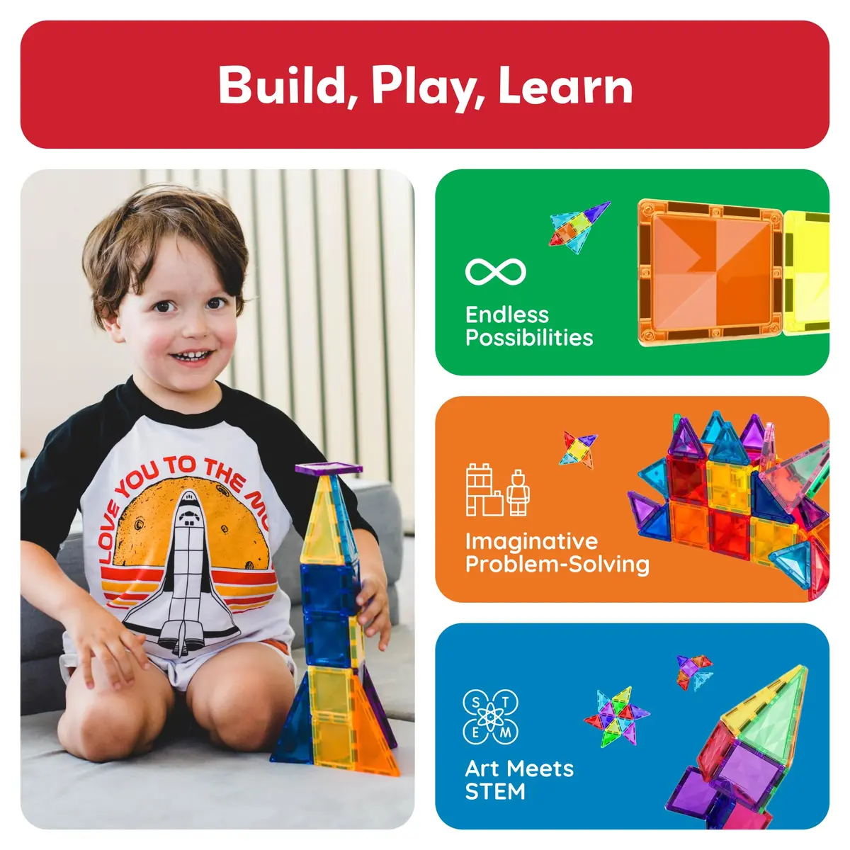 PicassoTiles 120pcs Magnetic Tiles Diamond Series | Mini Travel-Size Educational Toy for Kids 3+ - view 2