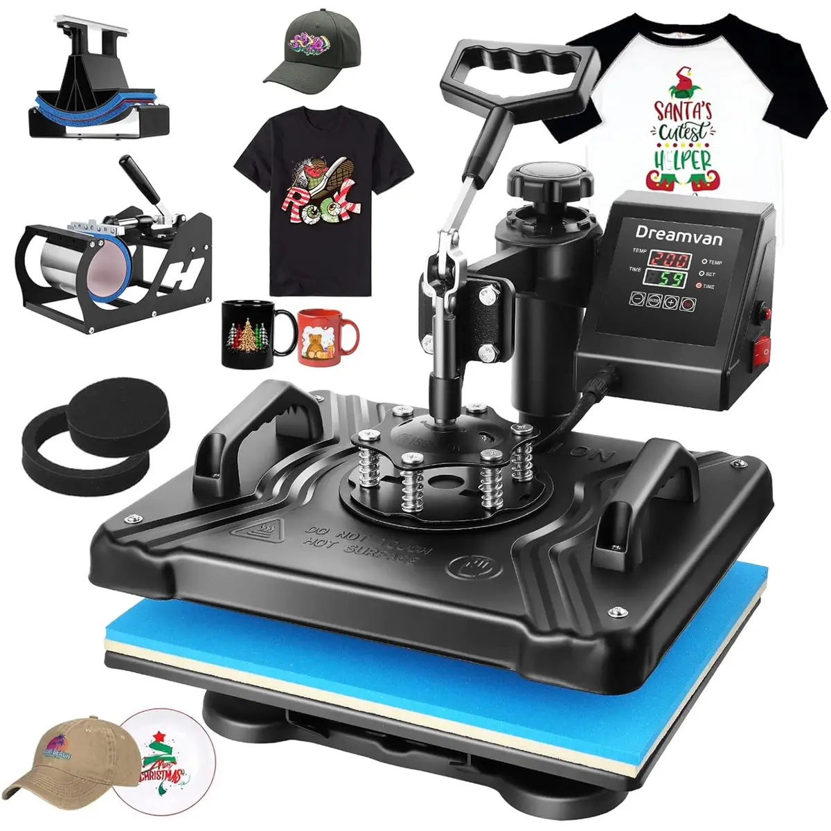 HYPOAI 5 in1 Heat Press Machine 15x12 inch | Multi-Function T-Shirt Mug & Cap Transfer - main product image
